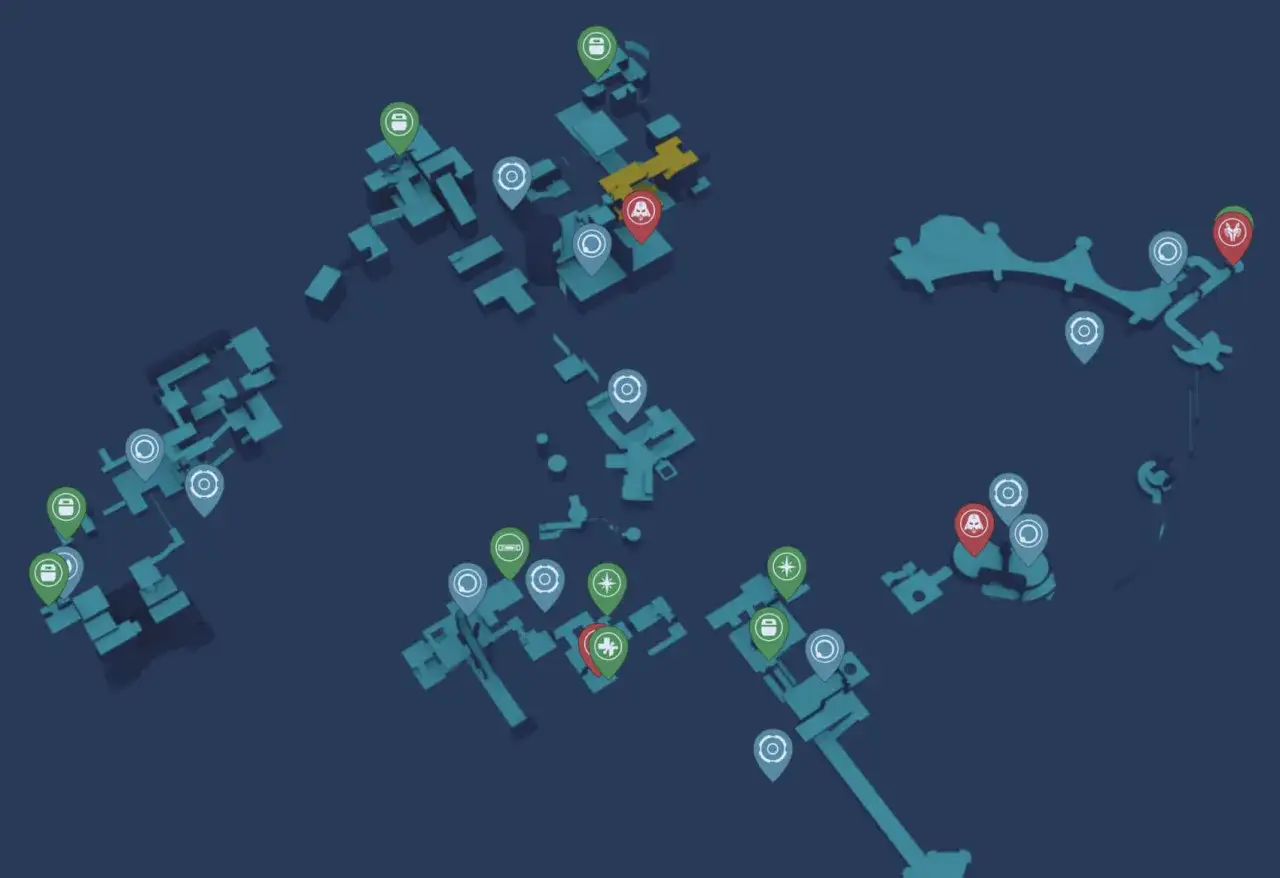 Mapa de Star Wars Jedi Survivor con marcadores de misión y coleccionables.