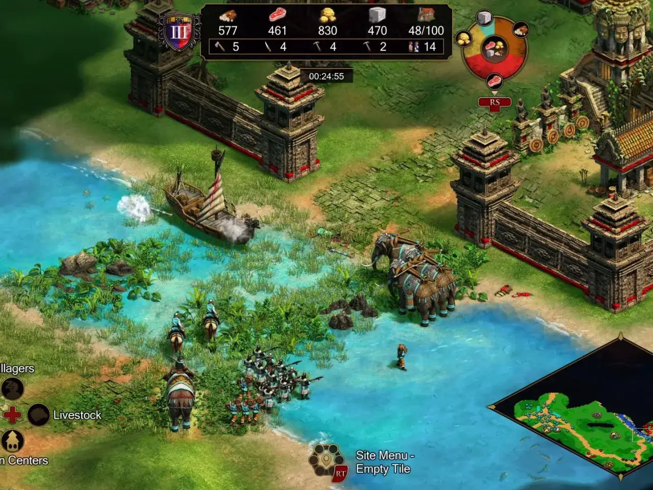 Un elefante de guerra y jinetes se preparan para la batalla en Age of Empires 2. ¡Descubre trucos para ganar!